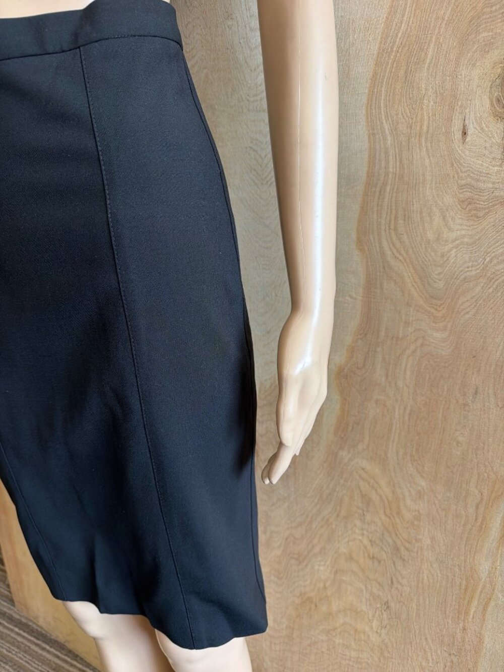 Vintage Dolce & Gabbana Black Wool Knee Length Skirt Leopard Lining Sz IT38 - Picture 15 of 16